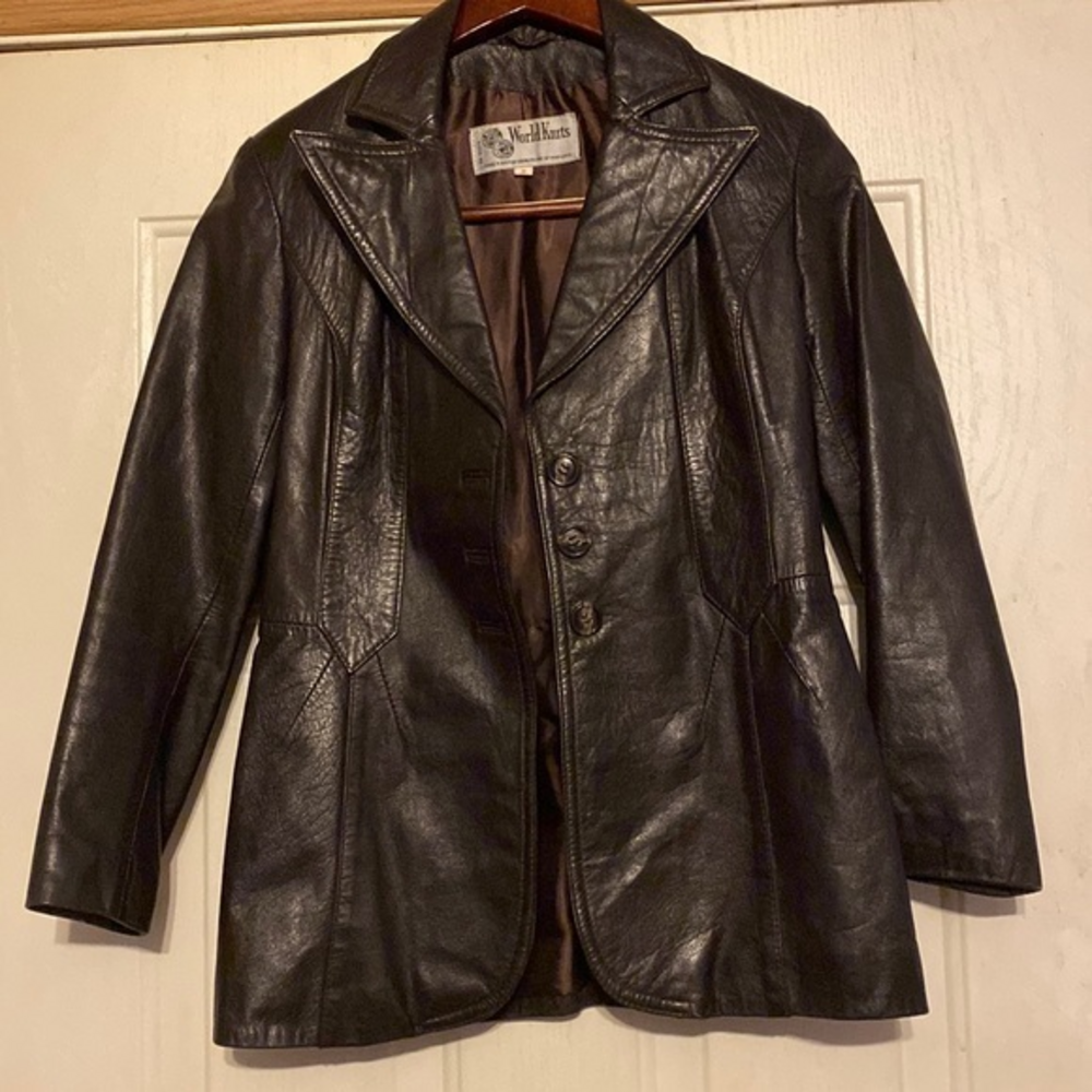 Vintage‎ World Knits leather blazer